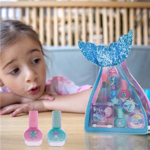 Girl Mermaid Vibes Makeup Set, 7 Pieces, Including Lip Gloss, Nail Polish - Picture 12 of 14